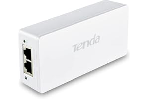 Tenda PoE30G-AT PoE Inyector, Adaptador, Alimentador, 2 Puertos Gigabit RJ45, IEEE 802.3af / at, Plug and Play, Proporciona Energía hasta 100 Metros, 30W, 51V, Blanco