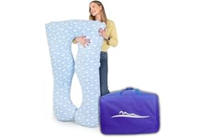 ‎MAKOSAS MAKOSAS KomfortKissen ORIGINAL - Premium Orthopädisches Kuschelkissen | Körperkissen | Seitenschläferkissen - Für besseren Schlaf und gegen Rückbeschwerden, 100 x 150 cm (Wolken - Baumwolle)