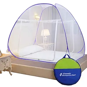 Classic Mosquito Net for Double Bed, Polyester, Foldable, Strong 30GSM, PVC Coated Steel - King Size, Purple