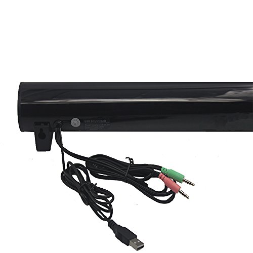 LONPOO 600X Compact Sound bar Speaker 10W USB Powered with Volume Knob for Computer Laptop Smartphones (AC Adapter not include)