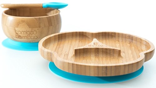 Baby Saugnapf-Teller, Standfeste Saug-Fütter-Teller, aus naturbelassenem Bambus - 4