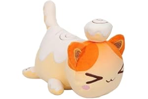 LAIBUY Cat Plush Pillow, Soft Kawaii Kitten Anime Plushie Hugging Pillow, Cute Stuffed Cat Animal Plush Toys Suitable Kids Boys Girls and Her Birthday Christmas Day Gifts