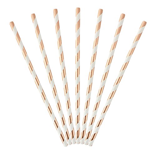 Ipalmay Metallic Rose Gold Papier Trinkhalme, 100 Stück - 2