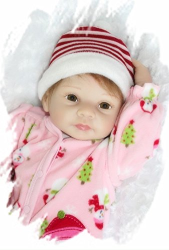 Nicery Reborn Baby Doll Soft Silicone 22inch 55cm Magnetic Mouth Lovely Lifelike Cute Boy Girl Toy Pink Snowman A3UK