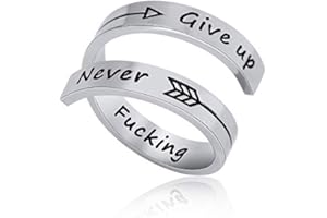 KUCHEED Anillo Inspirador,NewChiChi Anillos de Acero Inoxidable Grabados Keep Going,Joyería de Anillo Ajustable para Hombres y Mujeres