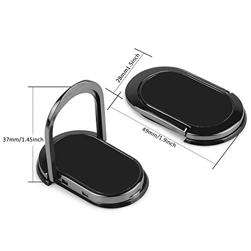 aceyoon Finger Ring Phone Holder Case for iPhone 7 Black 2 Pack Attachable Cell Phone Stand Grip 360 Degree Rotating Kickstand Universal Smartphone Holder Mount Metal for iPhone x 8 7 7 Plus 6 Samsung HTC