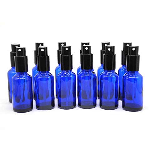 One Trillion Azul Pulverizador Cristal 30ml, Glass Spray Bottles con [Atomizador],para Aceites Esenciales, Mezclas de Aromaterapia, Perfumes, Masajes, Líquidos Químicos, Farmacéutico- 12Pcs