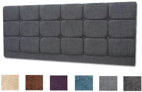 Turin Fabric Vancouver Headboard 5Ft King Size With Matching Buttons (BLACK)