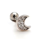 2pcs 16G cristallo Luna superiore cartilagine ORECCHINI Helix Orecchietta Lobe Piercing (2pcs Bianco)