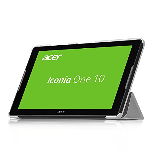 Acer Iconia One 10 B3-A30 Hülle, IVSO Ultra Schlank Superleicht Ständer Slim Leder zubehör Schutzhülle für Acer Iconia One 10 (B3-A30) 25,7 cm (10,1 Zoll HD) Tablet-PC perfekt geeignet (Weiß) - 2