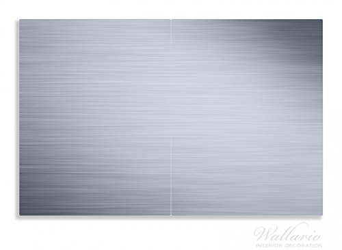 Wallario Herdabdeckplatte / Spritzschutz aus Glas, 2-teilig, 80x52cm, für Ceran- und Induktionsherde, Motiv Aluminium-Optik Metall-Optik Streifen