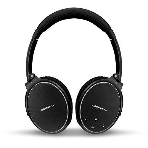 JIFFY J200 Active Noise Cancelling Wireless bluetooth Over-ear Stereo Headphones with Mic for all 3.5mm & Bluetooth device - Black
