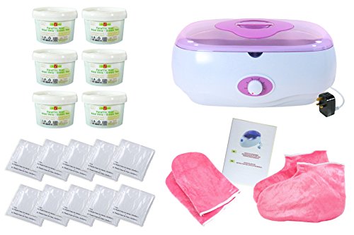 Kit: Paraffin Bath(Wax) XL, Hands, Feet, 6x ALOE-VERA / GREAN-TEA (6 X 500ml = 3000ml) + Heater XL-size, PREMIUM QUALITY, UK Plug Adapter