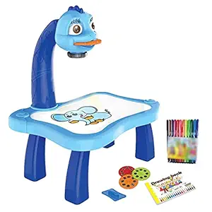 Drawing Learning LED Light Projector Table Toy Set for Kids Draw Practice with 12 Color Pens & Duster Educational Toy for Kids 3+ 4 5 6 7 8 9 10 Year Boys Girls - Random Color