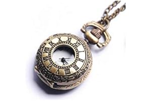 OUTLETISSIMO® Steampunk - Reloj de bolsillo con collar y colgante grabado con forma de cebolla, Savonette, 3 cm de diámetro
