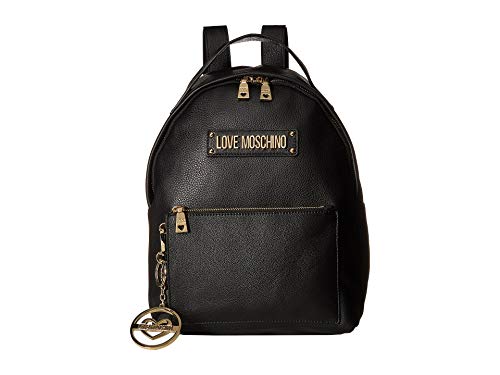 Preisvergleich Produktbild Love Moschino Damen Taschen Rucksack Leder Schwarz Gold Neu