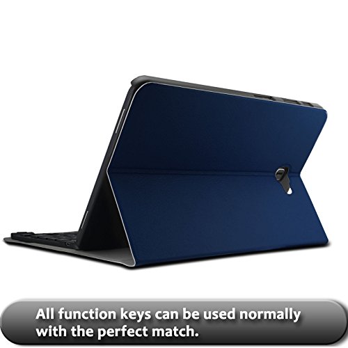 Infiland Samsung Galaxy Tab A 10.1 Slim Bluetooth Tastatur Hülle- Ultradünn leicht SmartShell Ständer Schutzhülle mit magnetisch abnehmbar drahtloser Bluetooth Tastatur für Samsung Galaxy Tab A 10.1 Zoll Wi-Fi/ LTE (2016) SM-T580N/SM-T585N Tablet-PC(QWERTZ Tastatur,Dunkleblau) - 5