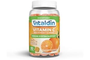 VITALDIN Vitamina C Gummies – 240 mg per dose – 80 Caramelle Gommose (fornitura per 40 giorni), gusto Arancia – Rinforzo del Sistema Immunitario – Senza Glutine – per Bambini e Adulti