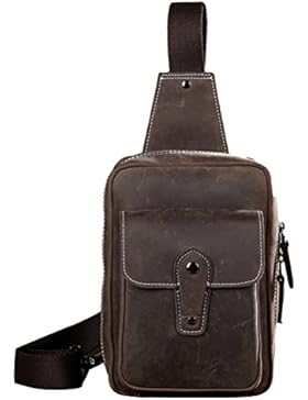 Zhuhaitf Mens Herren Teenagers Bussiness School Casual First Cowhide Leather Chest Bag Backpack Crossbody Cool...