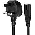 Figure 8 Power Cord - 2 Pin IEC C7 Universal UK Plug Power Cable for PS4 PS5 Xbox Samsung LG Philips Toshiba Sony Sharp Panasonic HP LED Flat TV UK Wall Cable.