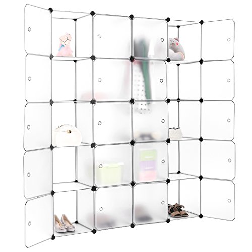 LANGRIA Stufenregal 20-Kubus Regalsystem Lagerregal Kleiderschrank Garderobe mit Transluzenten Platten für Kleidung, Schuhe, Spielzeug und Bücher - 2