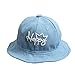 Produktbild CFHJN-hat Home 1 Ck Baby Mütze Moderne Saum Baumwolle Breite Lässige Kinder Angeln Hut mit 'Happy' Stickerei Sommer Hut Kopfumfang 48 52 cm Sonnenhut Serie (Blau) (Color : Blau, Size : One Size)