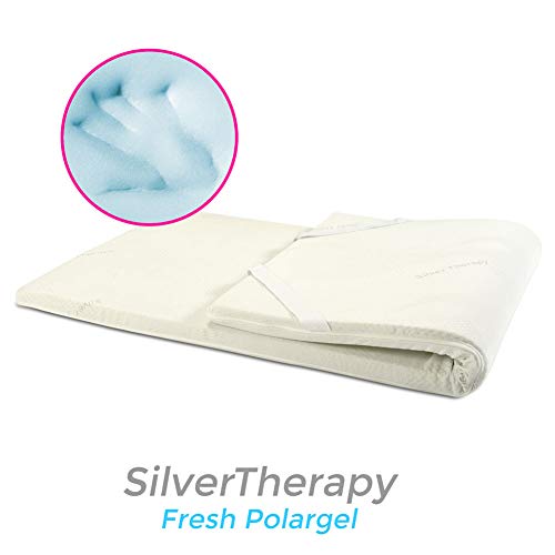 GEEMMA s.r.l. Topper Fresco in Fresh Polargel, Il correttore per Materasso Che Mantiene Fresca la Temperatura in Estate. H6,5 cm con Tessuto Argento - Star Polar Plus Matrimoniale 170x195