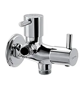 Cera Garnet Quarter Turn F2002211 Brass 2 Way Angle Cock with Wall Flange (Silver)