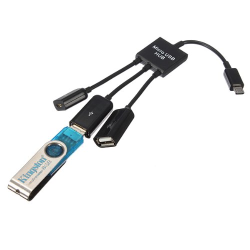 SAWAKE Dual Micro USB Host OTG Hub Spiltter Adapter Kabel fuer Nexus S3 Galaxy Tab Smartphones - 3