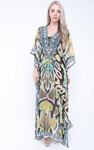 Aftershock London Annie Multicoloured Silk Embellished Snake Print Kaftan (L)