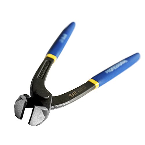 S&R Kneifzange 205 mm Monierzange Flechterzange aus hochwertigem Chrom-Vanadium Stahl, blaue gummierte beschichtete Griffe - 2