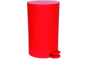 MSV, Poubelle à cosmétiques Modèle Osaki, 3 litres, Couvercle, Poubelle à Pédale pour Toilettes Salles de Bain, Compact, Petit Espace, avec Récipient intérieur Amovible, Rouge