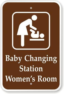 Baby Changing Station Women's Room (with Graphic) Sign, 18" High X 12" Wide