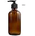 Produktbild 1 Braun Glas Pumpe Flaschen mit Schwarz Kunststoff Pumpe top-refillable Baden Dusche Shampoo Vorratsdosen Dusche Seife Spender Kosmetik Halter Organizer, 500ml/17oz