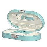 Ymorith Schmuckveranstalter, PU-Lederschmuck-Box-eingebauter Spiegel für Frauen und Mädchen, die Ring Halskette und Armband-Organisator verdienen