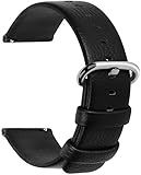 Fullmosa Uhrenarmband 22mm Leder in 12 Farben, Kalbsleder Armband für Damen Heren Lederarmband mit Edelstahl Metall Schließe, 22mm,Schwarz
