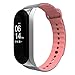 Produktbild Altsommer Armband Doppel Farben Silikon für Xiaomi Mi-Band 3 mit Silbere Metallgehäuse Armband,Fashion Business Silikon Ersatz Armband, Armband Metall Schnalle für Damen Herren (Rosa)