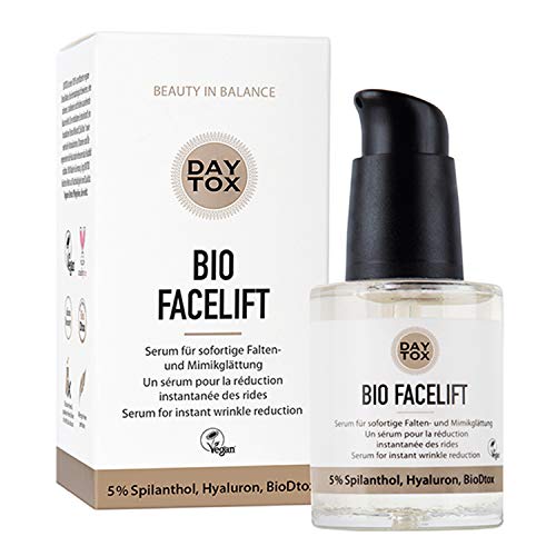DAYTOX - Bio Facelift - Serum zur Falten- und Mimik Glättung mit Spilanthol- Vegan, ohne Farbstoffe, Silikone und Parabene - 1 x 30 ml