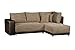 Produktbild CAVADORE Schlafsofa Irriba mit Longchair rechts oder links / Ecksofa im Materialmix mit Kunstleder / Inkl. Bettkasten und Regal in Armlehne / mit Federkern / 232 x 69 x 164 / Braun