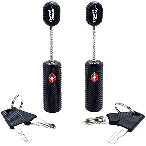 2 x Travel Buddy Candados de seguridad con llaves con Cable, para maleta de viaje, color Negro