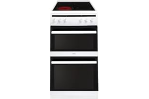 Amica 50cm Double Cavity Electric Cooker with Ceramic Hob - White