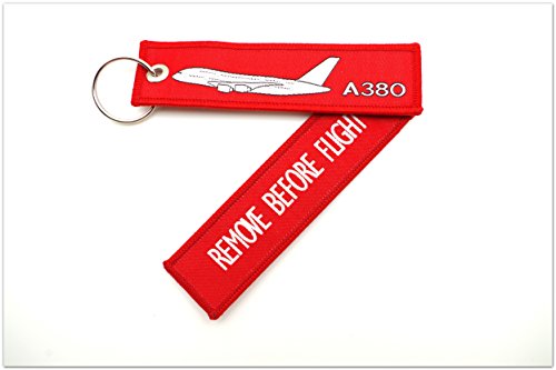 Preisvergleich Produktbild Schlüsselanhänger 'REMOVE BEFOE FLIGHT' -- Airbus A380-800 -- inkl. Schlüsselring