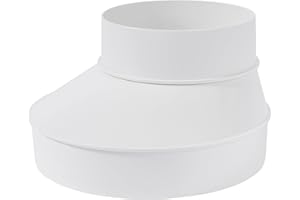 Vent Systems 150mm / 6" to 100mm / 4" White Plastic Duct Reducer Adapter – Male-Fit Round Connector Cone – Lightweight, Durable HVAC Fitting for Bathroom, Kitchen, Wall, Hose, Dryer Vent - Indoor Use