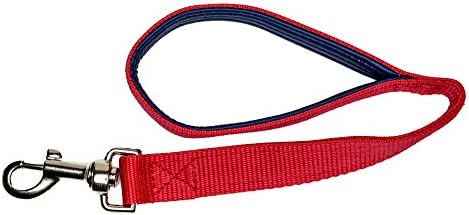 Leading Short Dog Lead 18"(46cm) RED Padded cushioned Handle Heavy Duty Made in the UK