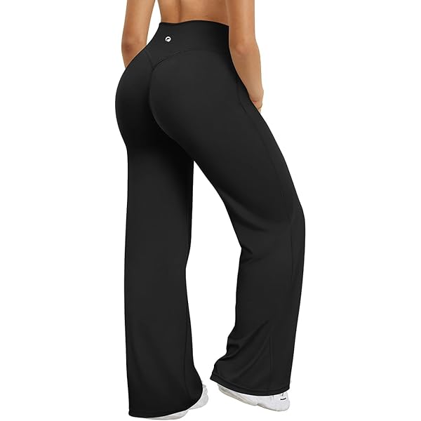 ZAAYO Naadloze yogabroek voor dames, rechte legging, hoge taille, flared leggings, sport, yoga, legging, dames, ondoorzichtig, slagbroek, Donkerblauw, XL Lang