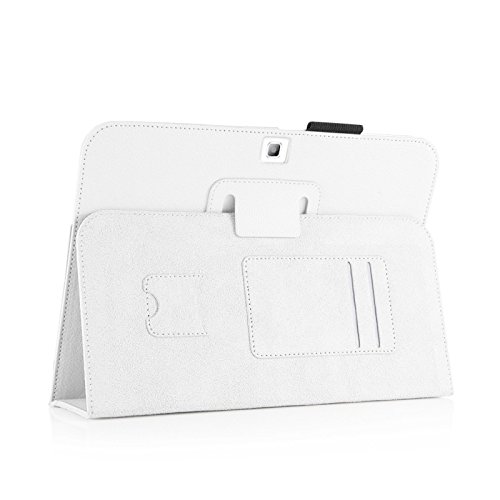 eFabrik Cover für Samsung Galaxy Tab 4 10.1 Zoll Case in Premium Qualität Bookstyle Hülle, Sleep / Wake UP Funktion mit Handschlaufe aus edlem Kunstleder, weiß - 4
