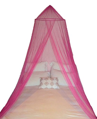 HENGSONG White /Pink Mosquito Net Bed Canopy Polyester 5.5 Meter x 2 Meter Insect Protection (Pink)