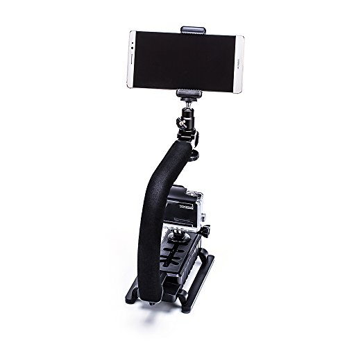 Zeadio Stabilizzatore portatile + Adattatore girevole 360 gradi + Supporto universale di smartphone, per iPhone Sumsung Sony LG Huawei Motorola Cellulare