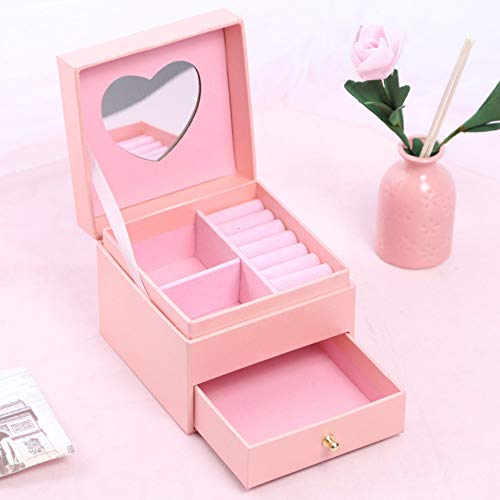 Preisvergleich Produktbild SALLYSKY Zubehör Tragbare Schmuckschatulle Ohrringe Aufbewahrungsbox Kleine Ohrringe Ohrringe Box Schmuckschatulle Halskette Ring Schmuck Finishing Box 11 * 11 * 9 cm, Rosa