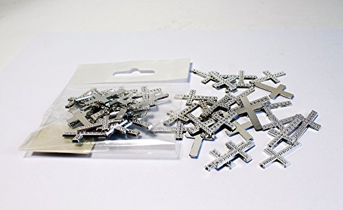 2.er Pack Kreuze Tischdeko silber Kreuz, 50 Teile zur Kommunion Konfirmation Taufe